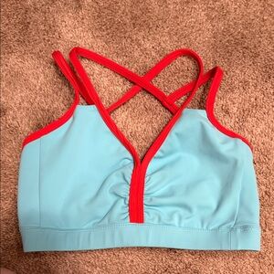 Five Dancewear Light Blue Top with Red Trim